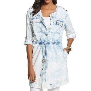 NWT Chico's Dynamic Denim Jacket Light Snowbird Brass Accents Cinch Waist XL 3